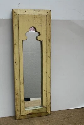 wood vintage wall mirror wood moroccan mirror distressed look mirror wall mirror - Photo 1/4