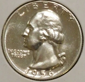 Silver Quarter - Washington - 1956 Proof (Light, even cloudiness) [201] - Picture 1 of 2