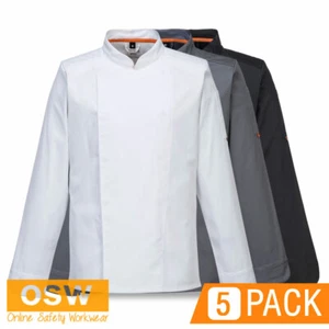 5 x Unisex MeshAir Pro Chef Hospitality L/S Cool Breathable Work Stud Jackets - Foto 1 di 8