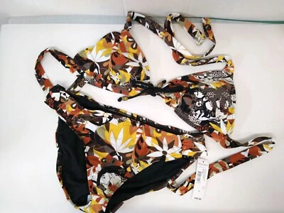 Traje de baño Bisou Bisou WM L NUEVO CON ETIQUETAS 2 piezas halter bikini marrón neutro tropical Foto 1 de 4