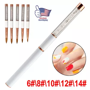 New 100% Kolinsky Acrylic Nail Brush w/Cap Rainbow Rainbow Crystal Handle 6# - Picture 1 of 11