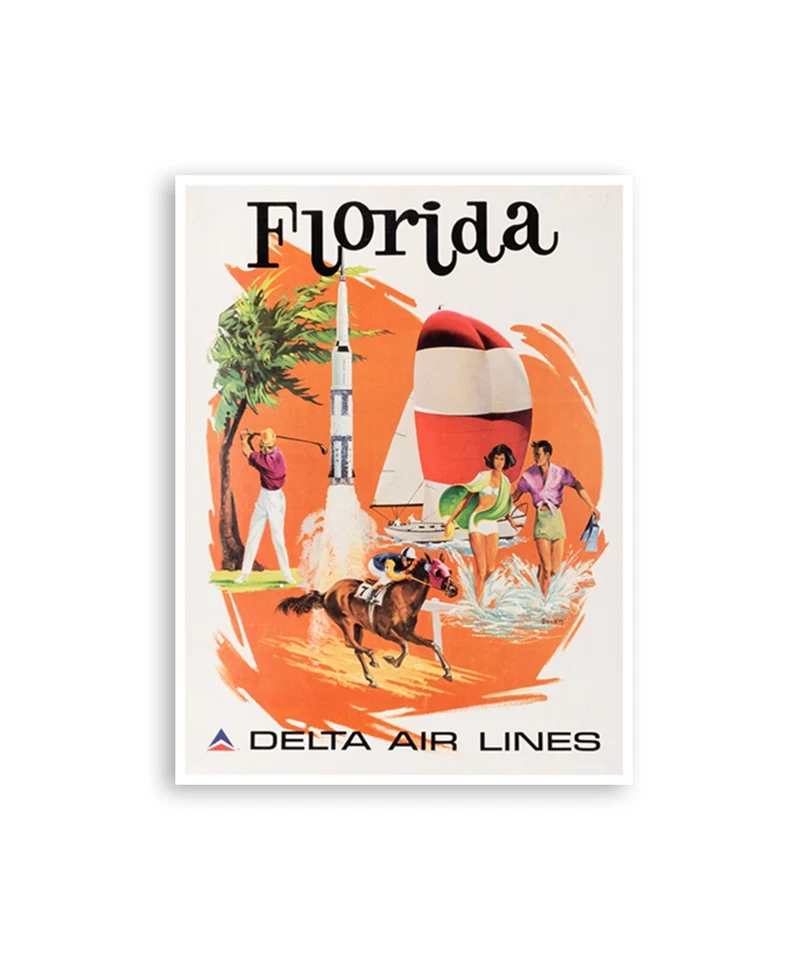 Florida Travel Poster Vintage Vacation Art Print 12x16" XR2859 - Image 1 of 1