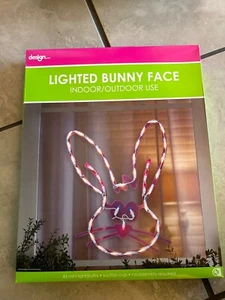 NEW Lighted Pink Bunny Face Easter Window Silhouette Decoration - Picture 1 of 7