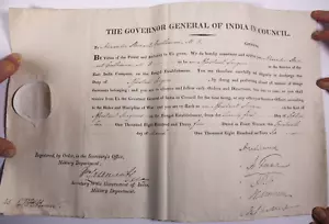 EAST INDIA COMPANY Commission Document 1835 Signed by 1st Earl of Auckland - Picture 1 of 9