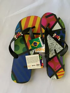 Romero Britto Flip Flop landscape size 9/10 NEW - Picture 1 of 5