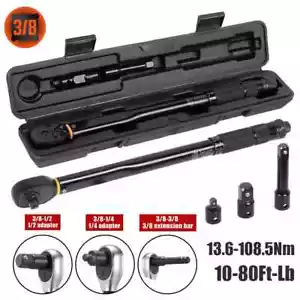 1/4" 1/2" 3/8" Square Drive Torque Wrench Ratchet 13.6-108.5Nm 10-80Ft-Lb 3 in 1 - Picture 1 of 17