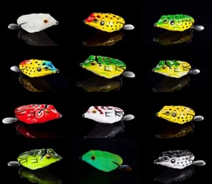 10Pcs Rubber Frog Fishing Lure Soft Float Metal Sequin Bait 5.5cm/2.2'' With Box - Picture 1 of 6