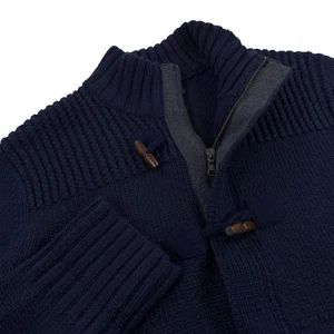 Banana Republic Toggle Zip Wool Blend Cardigan Mens Size L SLIM Heavyweight Navy - Picture 1 of 8