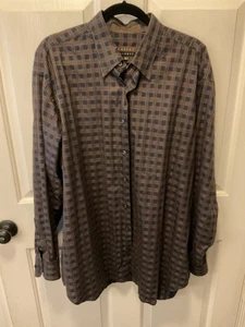 Robert Talbot 100% Baumwolle Hemd marine/gold kariert L/Ärmel Gr. XL - Bild 1 von 7