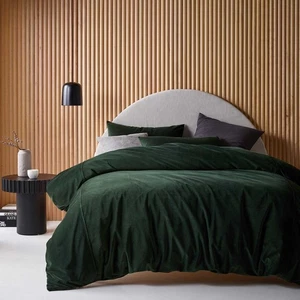 Juego de funda de edredón de terciopelo de algodón verde bosque de artículos para el hogar de diseño vintage - Imagen 1 de 5