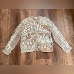 VTG Sandy Starkman tulle lace jacket sz medium floral coquette kawaii soft girl - Picture 1 of 11