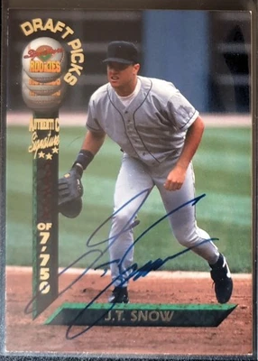 1994 SIGNATURE ROOKIES J.T. SNOW AUTO #99 /7750 ANGELS RC - Image 1 of 2