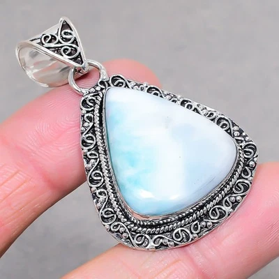 Colgante caribeño Larimar forma pera piedras preciosas regalo joyería vintage 2,3" SR 3339 Foto 1 de 4