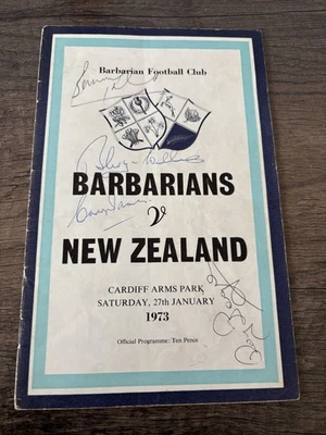Barbarians v New Zealand 1973 Signed Programme + COA - Image 1 of 4