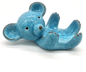 Vintage MCM Walter Bosse Crackled Keramik Blaufär Figur Karlsruher Majolika - Bild 1 von 9