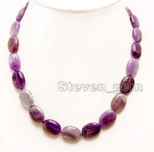 SALE Big 13*18mm Oval high quality Natural purple Amethyst 18" necklace-nec5535 - Picture 1 of 3