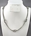 DESIGNER Silver Diamond Cut Rope / Knot NECKLACE Marlyn Schiff 34' Long NEW