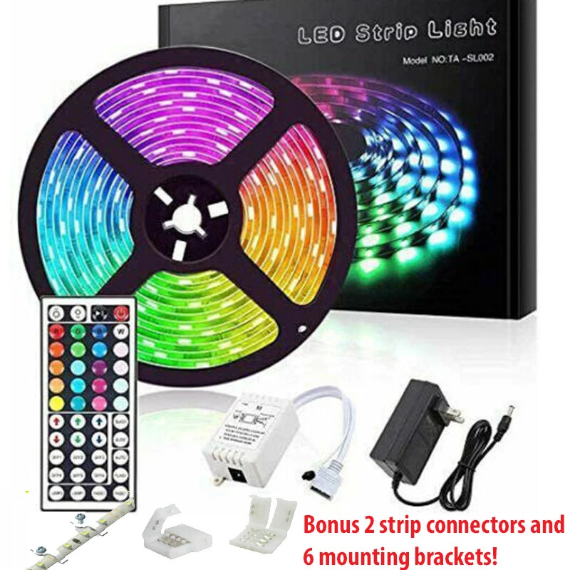 5M RGB 5050 Waterproof LED Strip light SMD 44 Key Remote 12V US Power Full Kit - Image 1 of 4