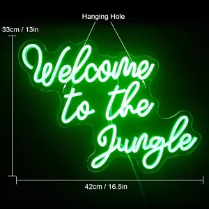 Welcome to The Jungle Neon Sign Green LED Word Light Signs for Wall Decor - Picture 1 of 12