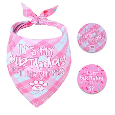 Bandana de cumpleaños para perro grande reversible multi tamaño ofrecida para cumpleaños de perro Foto 1 de 4