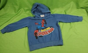90s Style Fox Kids the Amazing Spider-Man Logo Hoodie Size 6 Marvel Comics Blue - Picture 1 of 16