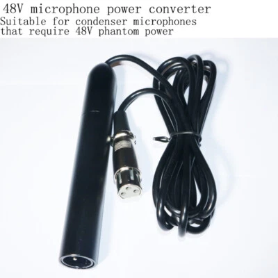 48V Phantom Power Supply Adapter Cable Converter for Condenser Microphone