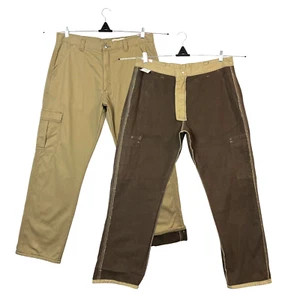 Wrangler Mens Fleece Lined Cargo Pants Size 36-40 Khaki Relaxed Fit Warm Durable - Picture 1 of 13