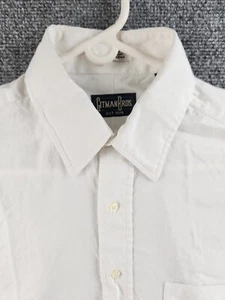 Gitman Bros USA Button Up Shirt 15 35 White Pinpoint Oxford Long Sleeve Woven - Picture 1 of 20