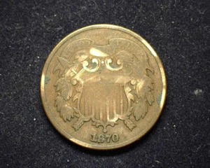 HS&C: 1870 Two Cent Piece G - US Coin - Picture 1 of 2