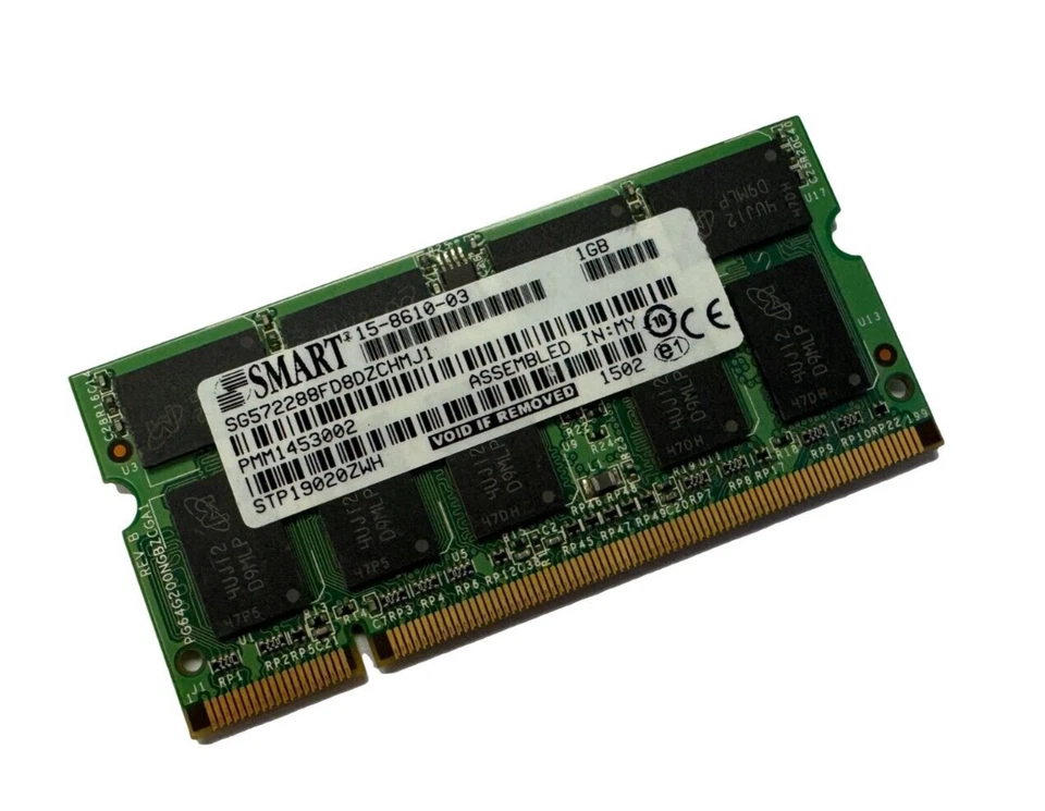 SG572288FD8DZCHMJ1 Smart Original 1GB PC2700 DDR 333 MHz ECC SODIMM RAM Memory - Image 1 of 1