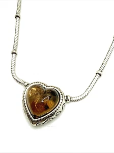 Brighton DUCHESS Glass Heart Necklace Topaz Color Silver Plated 16" - 18" - Picture 1 of 11