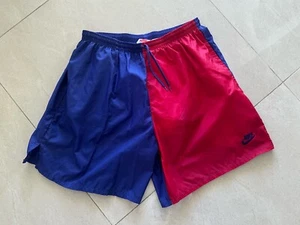 Vintage 80's Nike Two-Tone Color Block Nylon Red/Blue Shorts size Large - Picture 1 of 1