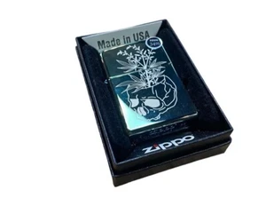 NUOVO accendino Zippo 49142, design teschio, lucidatura verde cromato alto taglia intera - Foto 1 di 12