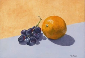 Impresión de bodegón Orange Meets Uvas - Regalo para inauguración de casa - Cocina con estampado de frutas - Imagen 1 de 2