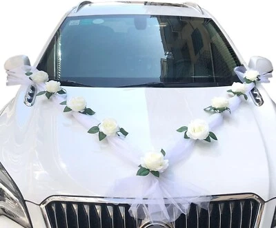 DUORIES Autoschmuck Hochzeit Braut Paar Rose Deko Dekoration Auto Schmuck Car Wedding