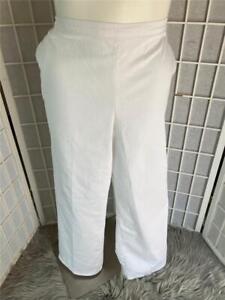 Women's Alfred Dunner 20 White Cotton Blend Elastic Pull On Casual Pants