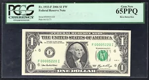 FR. 1933-F 2006 $1 FW FRN ATLANTA, GA “LOW SERIAL #5220” PCGS GEM UNC-65PPQ - Picture 1 of 2