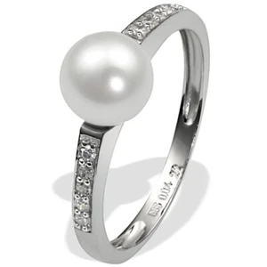 Anillo Goldmaid 585 oro blanco perla de agua dulce diamantes 0,04 quilates NUEVO - Imagen 1 de 3