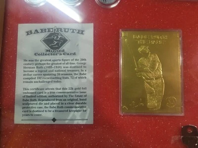 Babe Ruth 22kt embossed gold foil card Yankees w/coa - Image 1 of 3