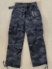 NWT Men's Nathan Black Gray Camouflage Camo Belted Cargo Pants ALL SIZES/LENGTHS