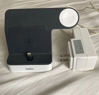 EUC Belkin Power Charging Docking Station Phone & Apple Watch White Organizer Foto 1 de 2