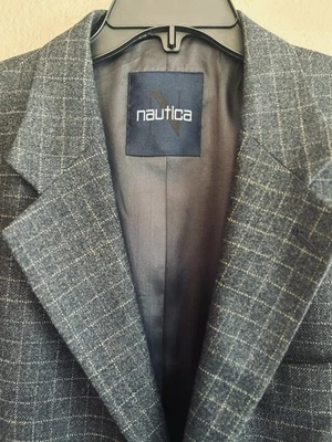 Abrigo deportivo Nautica 43R gris carbón con chaqueta de nailon de lana a cuadros caqui para hombre Foto 1 de 4