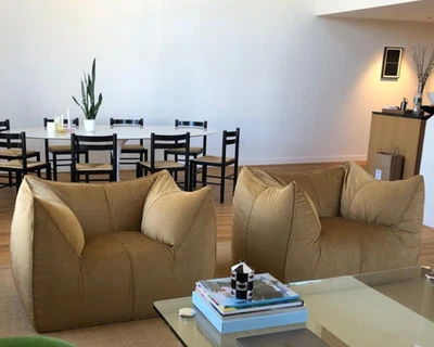 Dos sillas Mario Bellini, silla Le Bombale 1970 vendida como un par de B&B Italia Foto 1 de 4