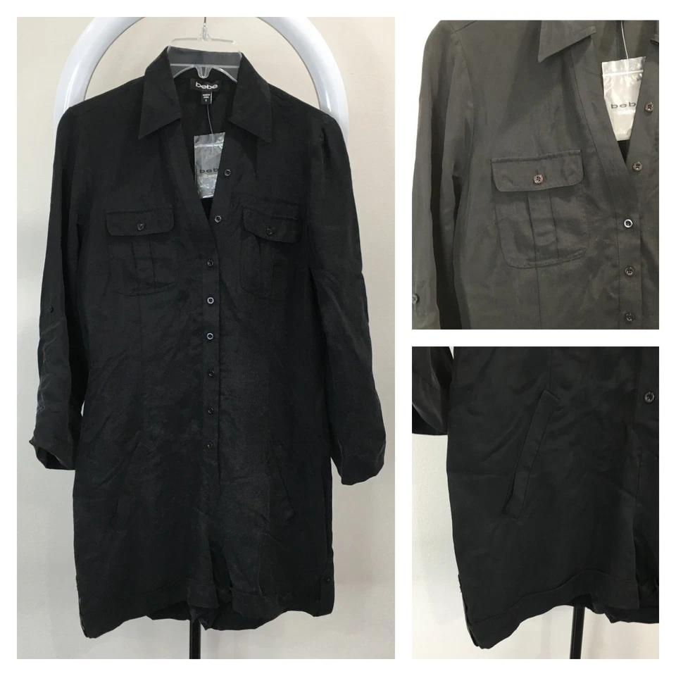 NUEVO CON ETIQUETAS BEBE Mameluco de una pieza negro suave manga corta con puños para mujer talla pequeña Foto 1 de 4