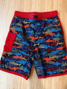 Lands End Boys Shark Cargo Pocket Swim Trunks Kids Size XL NWOT Summer - Picture 1 of 6