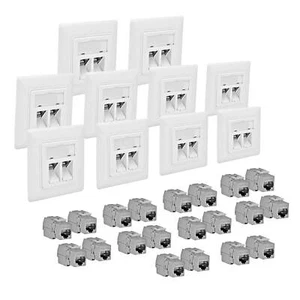 10x Cat6A Netzwerkdose Datendose mit Keystone Jack Modul RJ45 10G LAN ProfiPatch - Bild 1 von 12