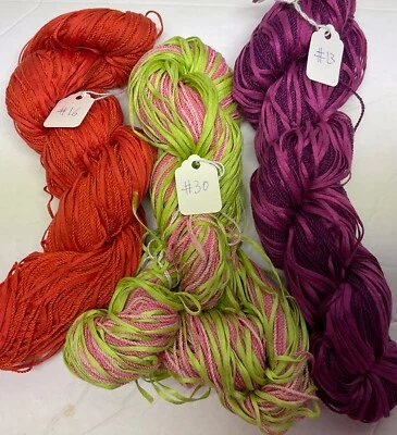 Lote de 3 muestras de hilo Lucci Yarns Woolraytape merino/algodón nuevo Foto 1 de 4