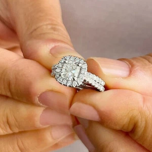 IGI Certified 14k White Gold Cushion Lab Grown Diamond Engagement Ring 2.00ctw - Picture 1 of 11