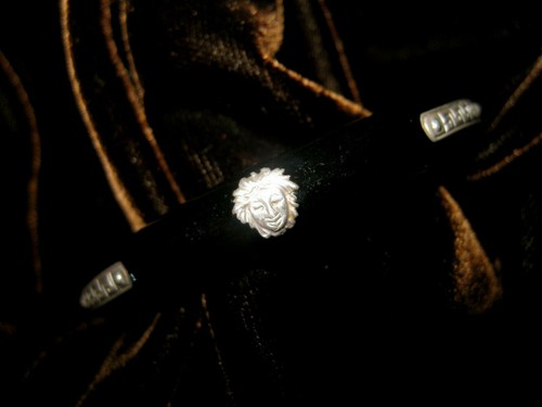 Bracciale MILOR argento sterling chiave greca stile Versace crema smalto nero morsetto