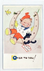 (Gd1815) Mabel Lucie Attwell, Valentines 5328, Horseshoe, Good Luck, 1961 - Picture 1 of 4